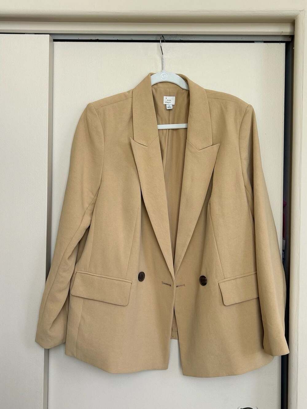 A New Day Double Breasted Oversized Tan Blazer Size L